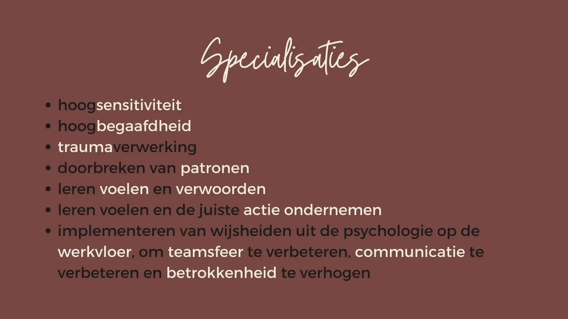 PSYLY specialisaties